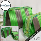 Cosmetic bag - makeup bag - green and gray