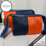 Cosmetic bag - makeup bag - orange and navy