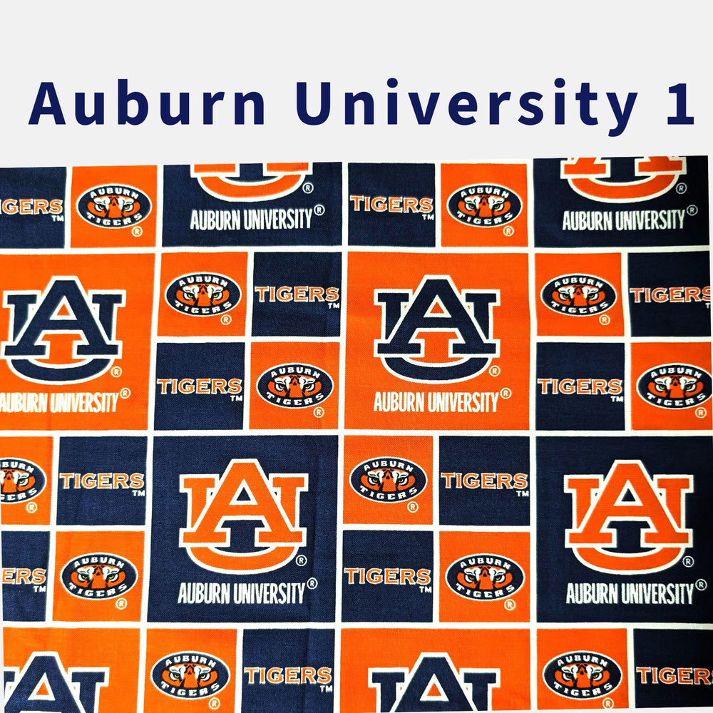 Pattern of Auburn University logos in orange and blue.