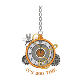 Decorative steampunk clock 'It's Boo Time' text on a white background for Halloween Decor.