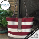 Seatbelt tote bag - red, cloud, brown