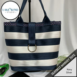 Seatbelt market tote - navy and silver