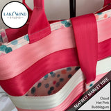Seatbelt market tote - pink and white