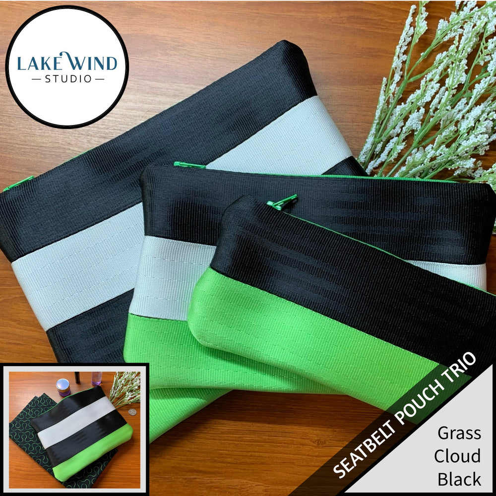 Seatbelt pouch bags - black, green, white