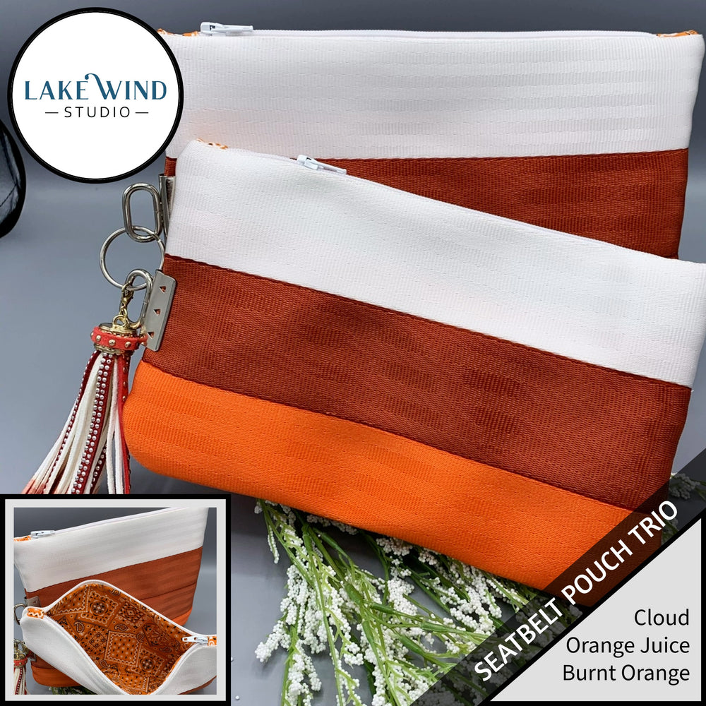 Seatbelt pouch bags - orange and white