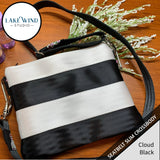 Slim Seatbelt Crossbody Bag - black, white