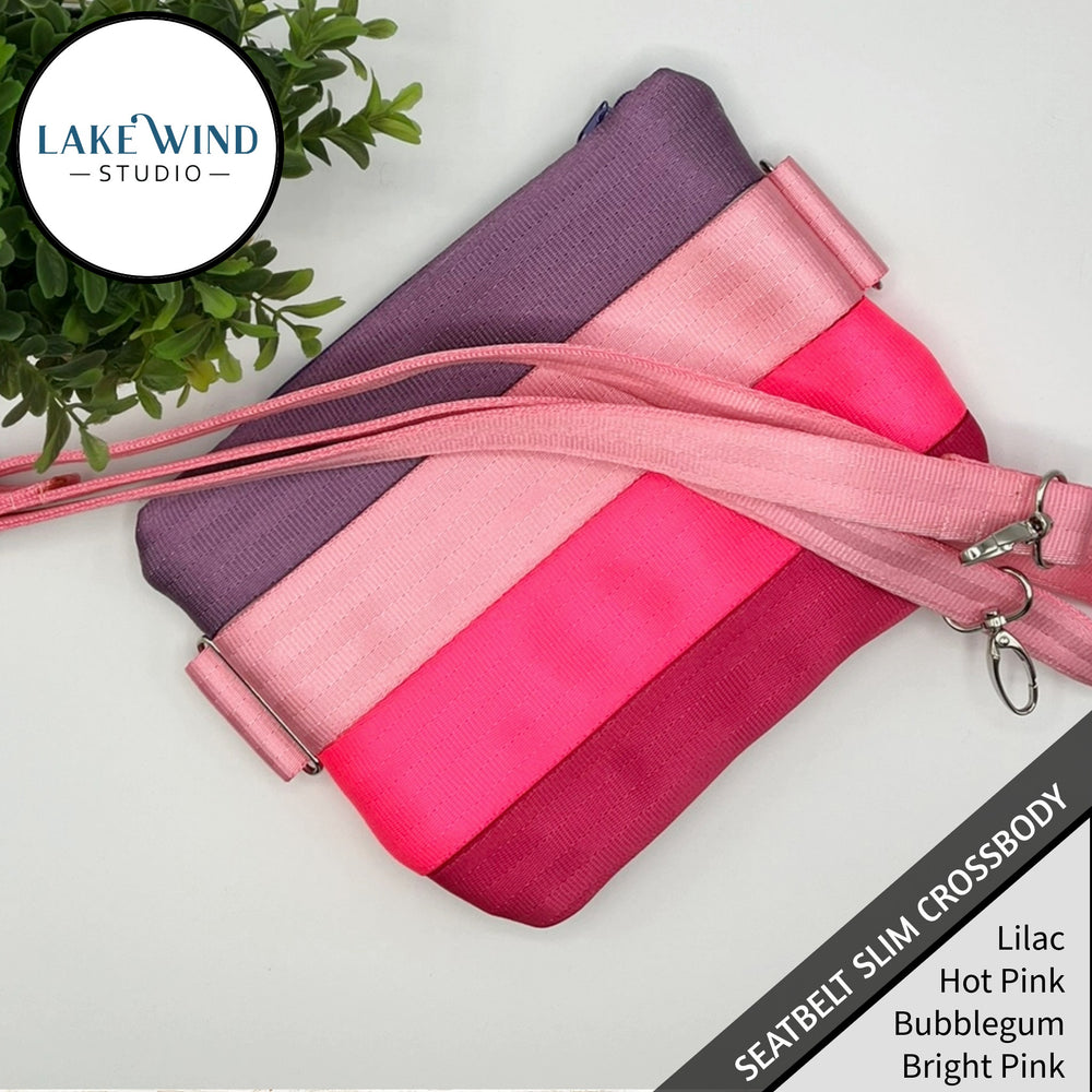 Slim Seatbelt Crossbody Bag - pink, lilac