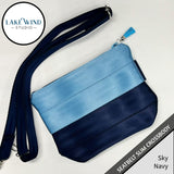 Slim Seatbelt Crossbody Bag - light blue and navy
