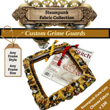 Steampunk fabric collection with a custom grime guard featuring Steampunk-themed design.