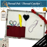 Thread Pal with sewing tools and fabric choices on a white background