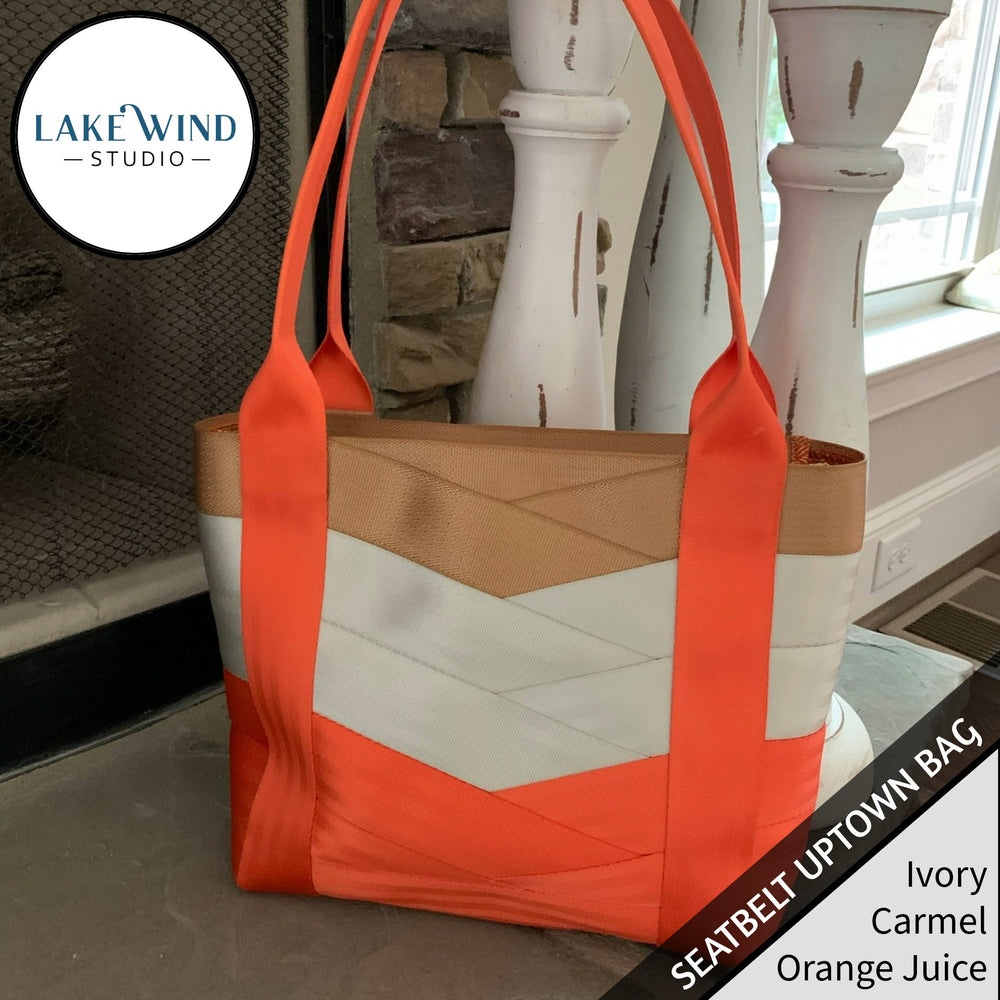 Uptown seatbelt bag - orange, tan, white