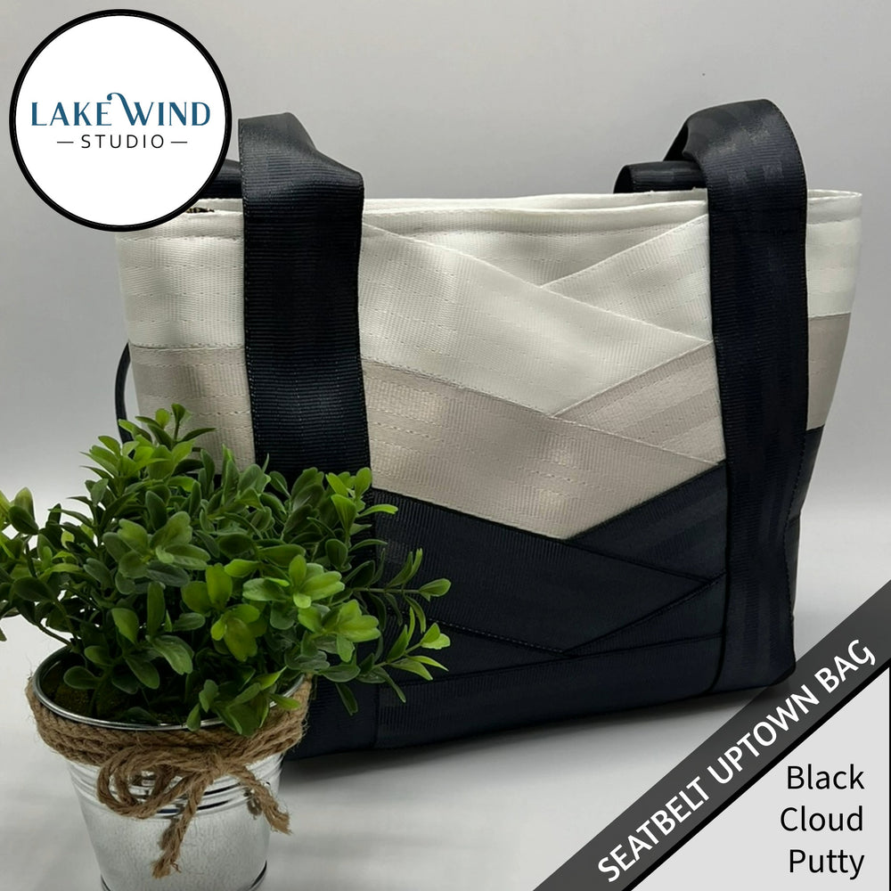 Uptown seatbelt bag - black, white, tan