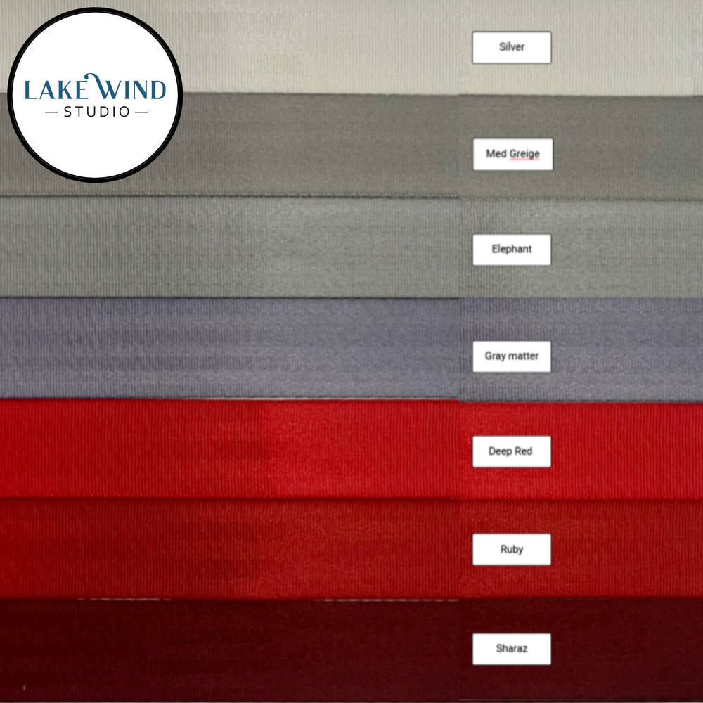 Color swatch of 2 inch seatbelt webbing - shades of red and gray