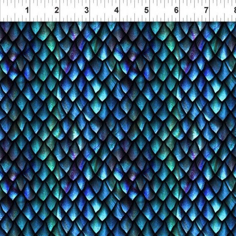 Blue Fury Dragon Scales - Fabric by the Yard - Lake Wind Studio
