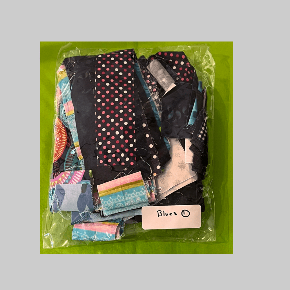Fabric Scrap Bag - Blues - Lake Wind Studio