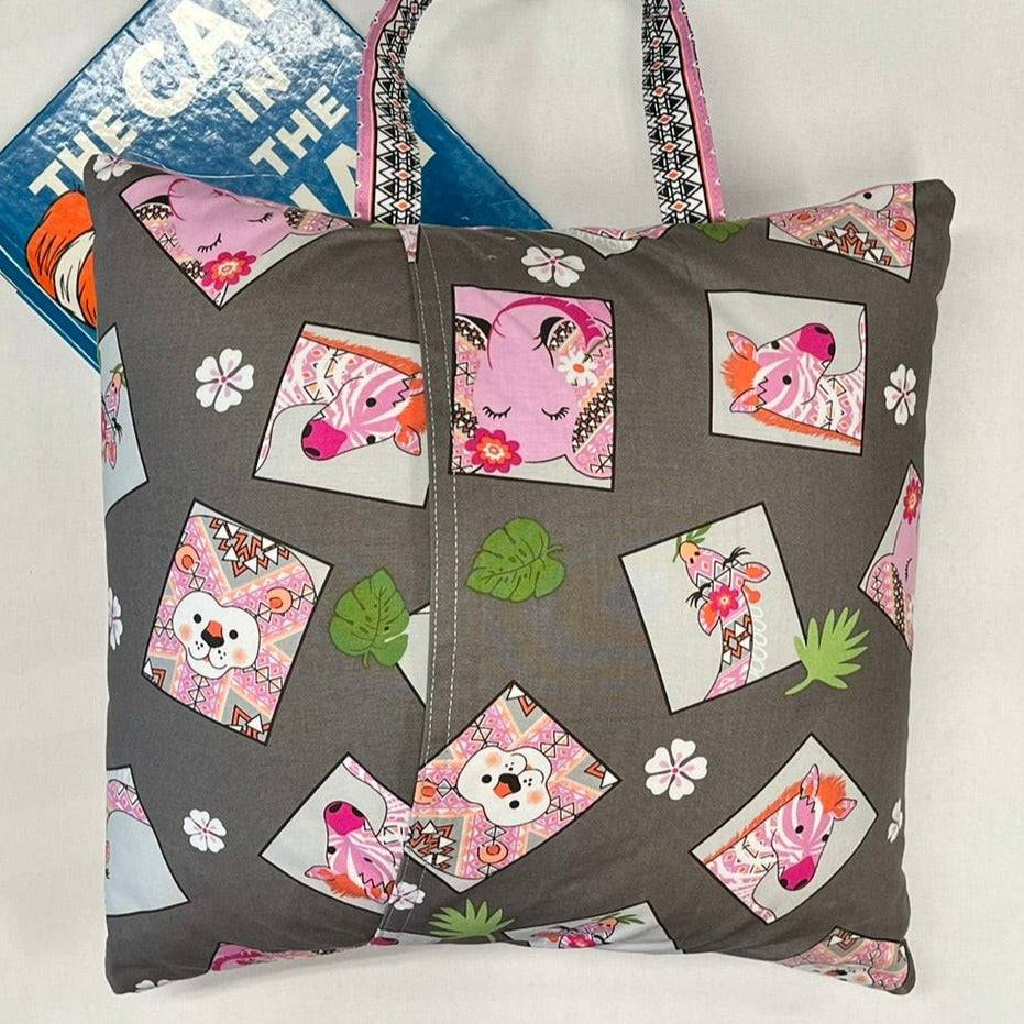 Reading Pillow - Travel Pocket Pillow - Pink Jungle - Lake Wind Studio
