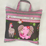 Reading Pillow - Travel Pocket Pillow - Pink Jungle - Lake Wind Studio