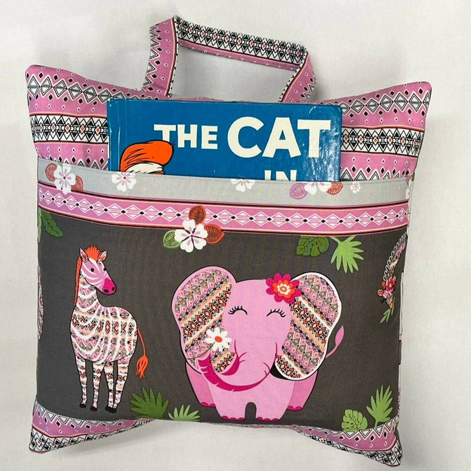Reading Pillow - Travel Pocket Pillow - Pink Jungle - Lake Wind Studio