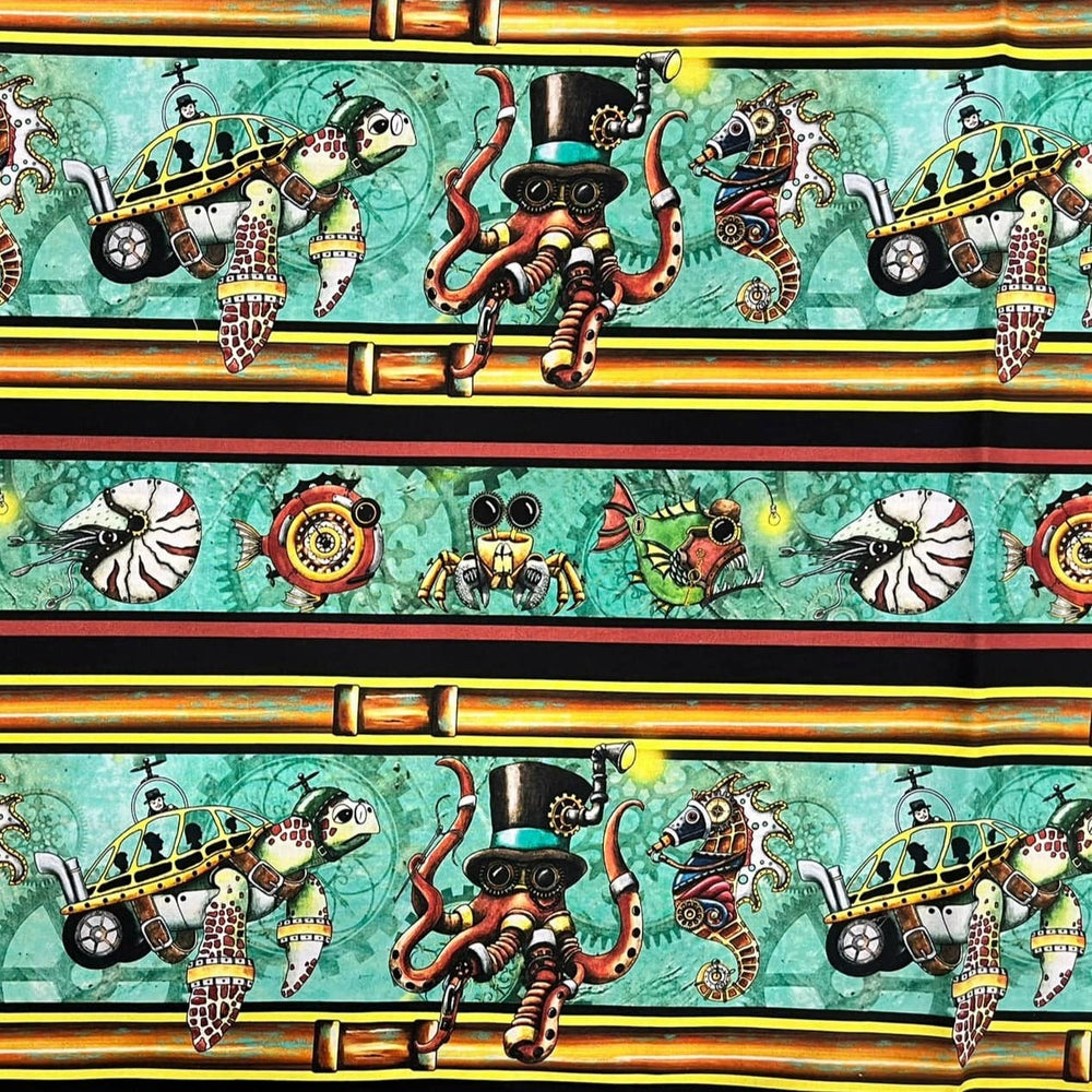 Steampunk Sealife - Steampunk Fabric by the Yard - Lake Wind Studio