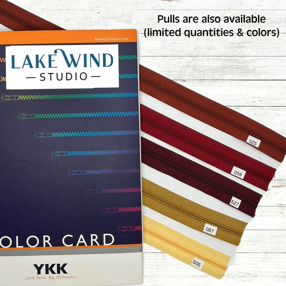 YKK Color Card, 4.5 YKK zippers, red, gold, yellow