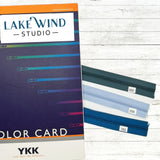 YKK Color Card, 4.5 YKK zippers, blue, green