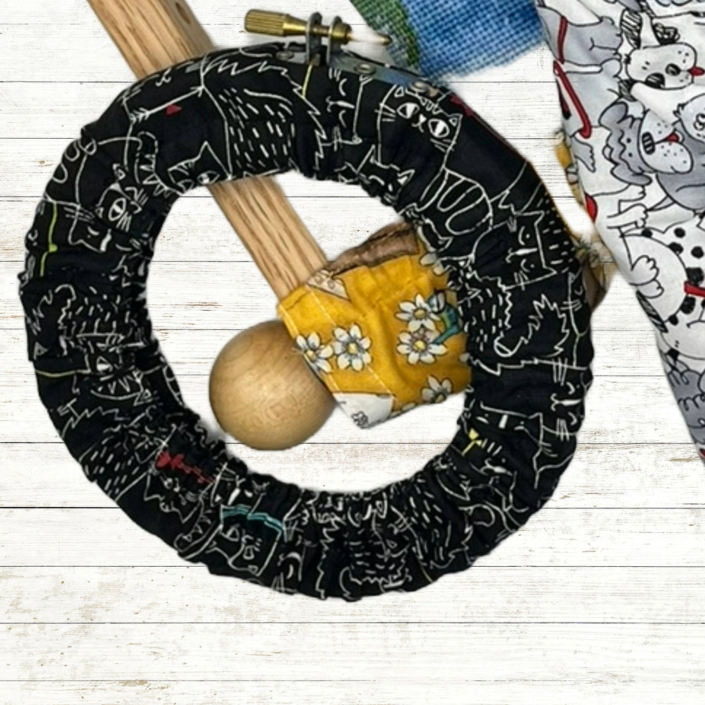 Cat grime guard. Kitty sketches in embroidery hoop grime guard.