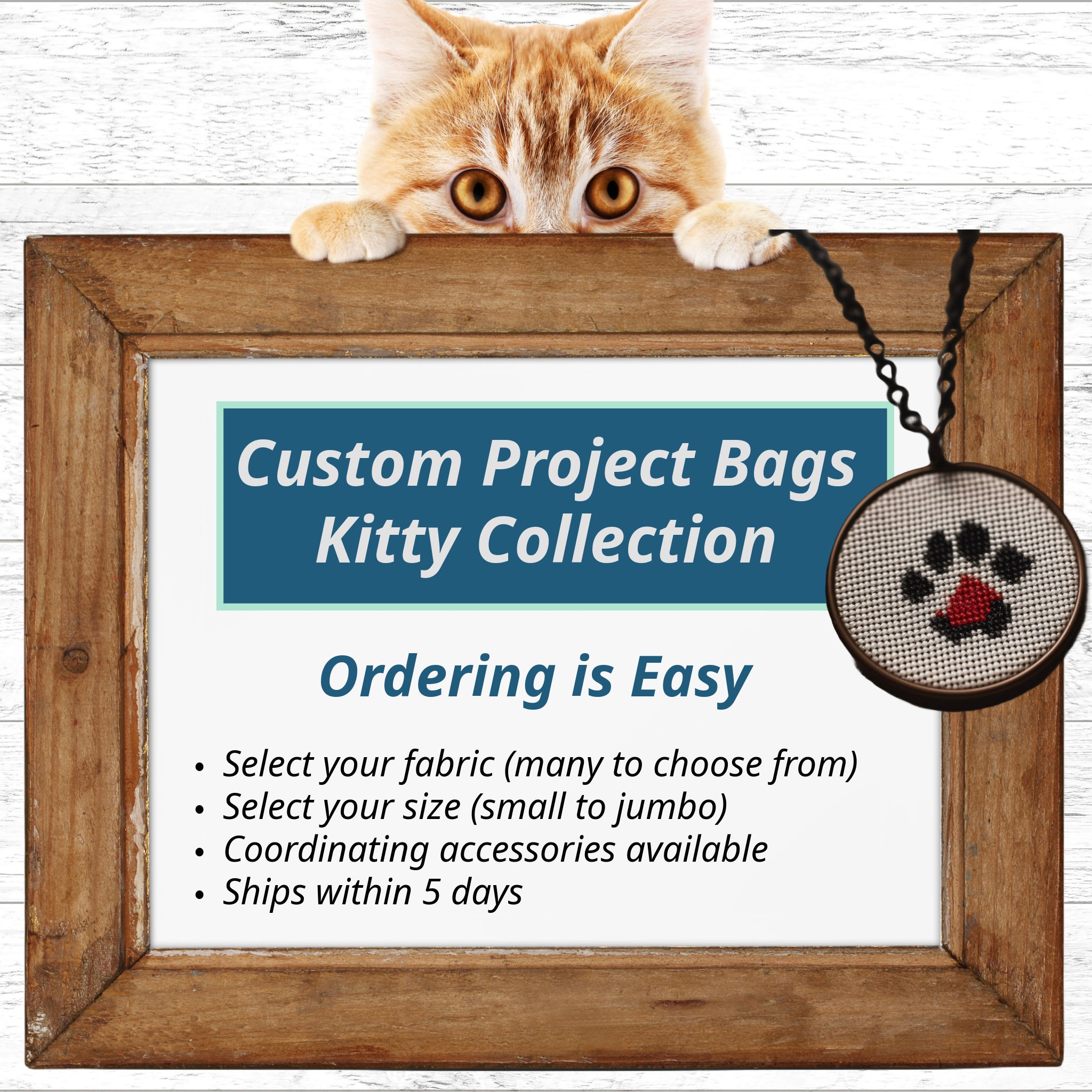 Cross Stitch Project Bag - Cat Collection