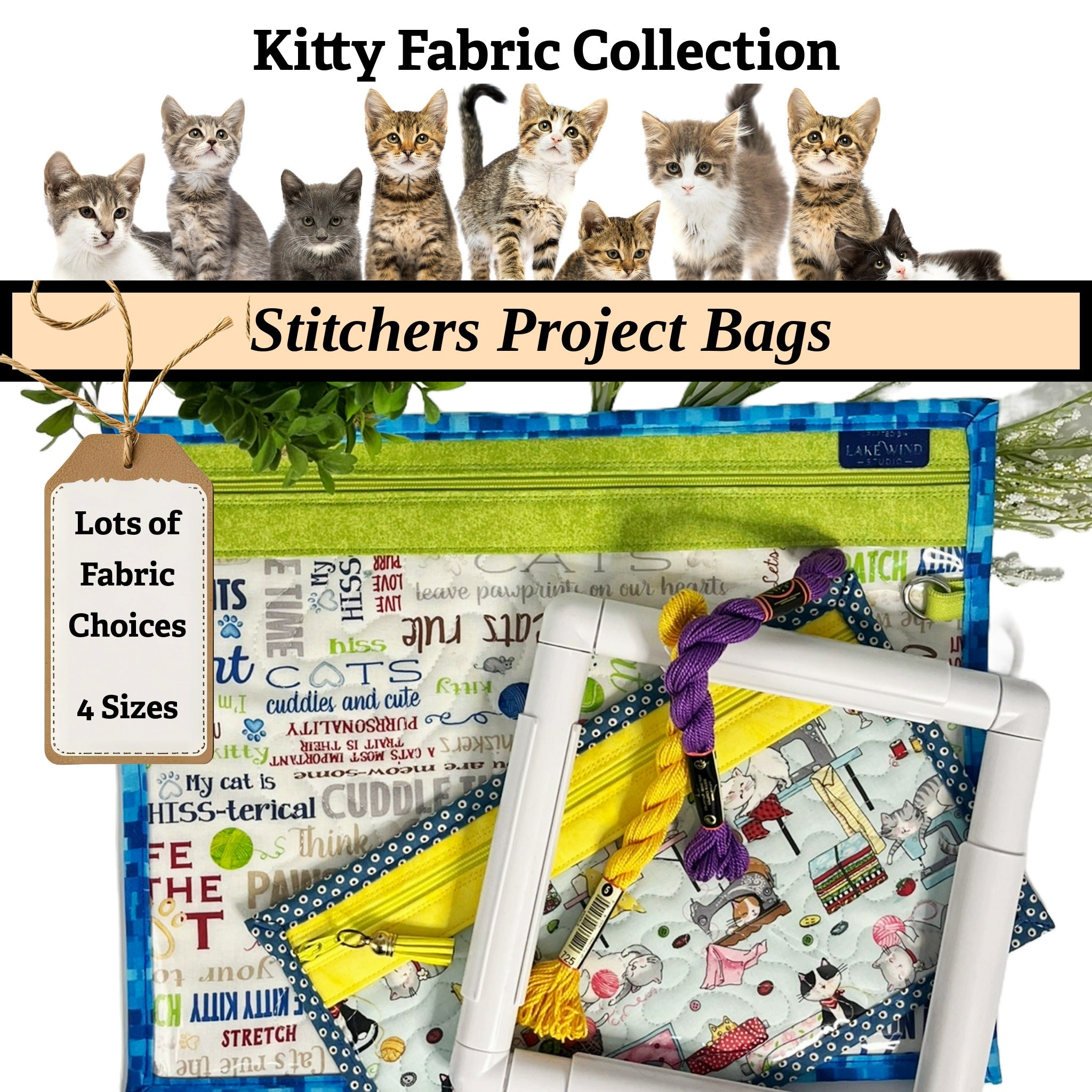 Cross Stitch Project Bag - Cat Collection