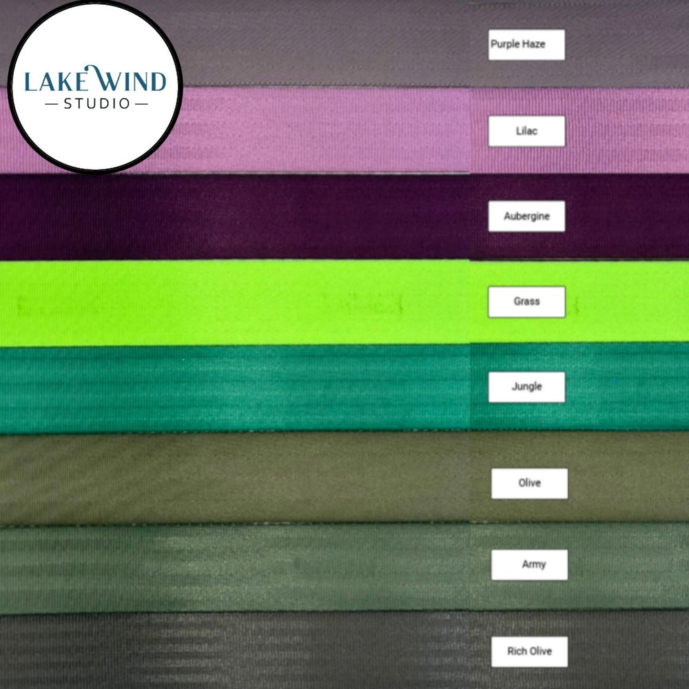 Color swatches of 2 inch seatbelt webbing