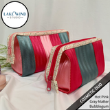 Cosmetic bag - makeup bag -  pink, gray