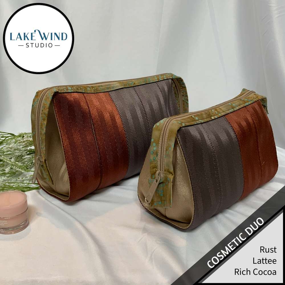 Cosmetic bag - makeup bag -  rust, brown, cocoa