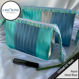 Cosmetic bag - makeup bag -  teal, steel blue