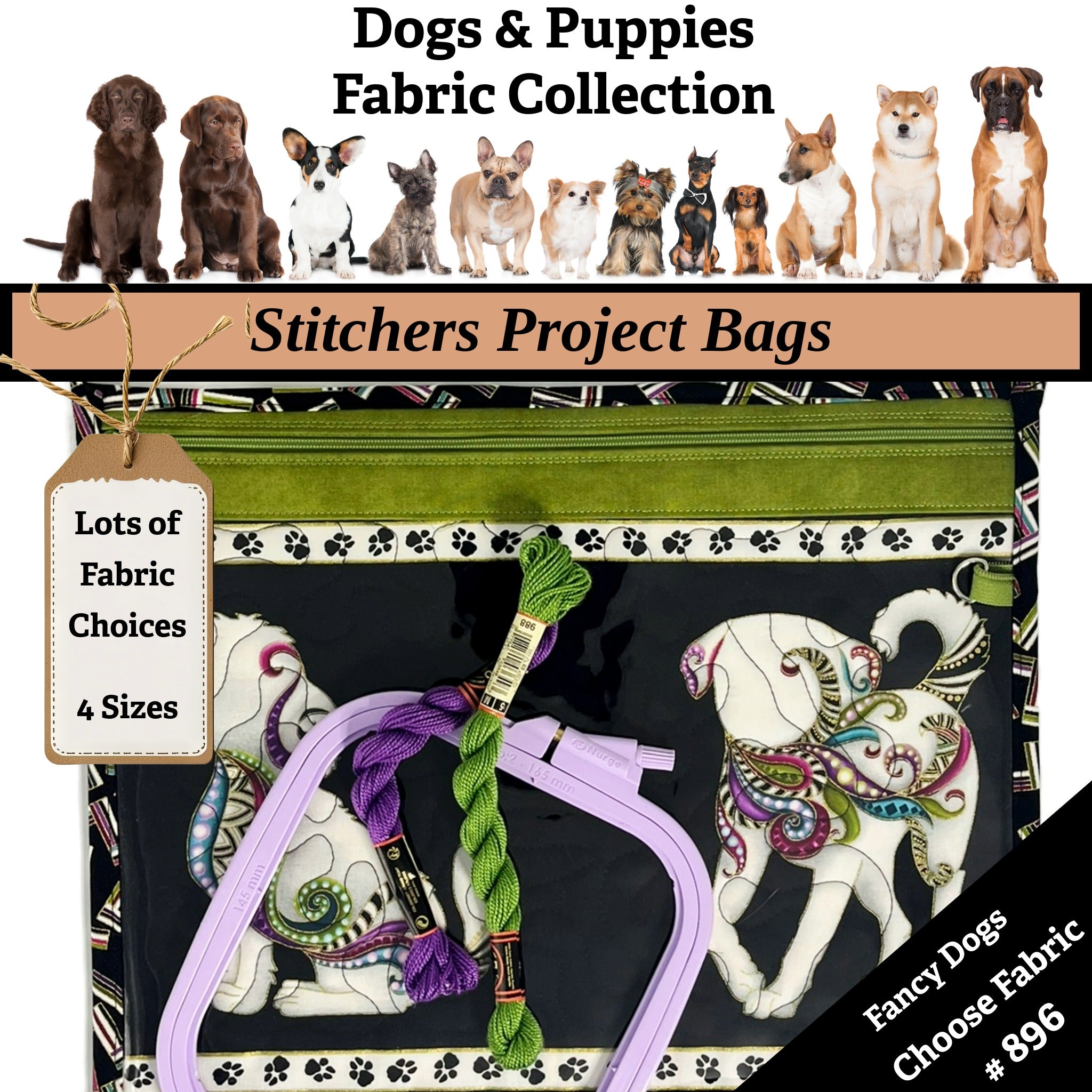Cross Stitch Project Bag - Dog Collection
