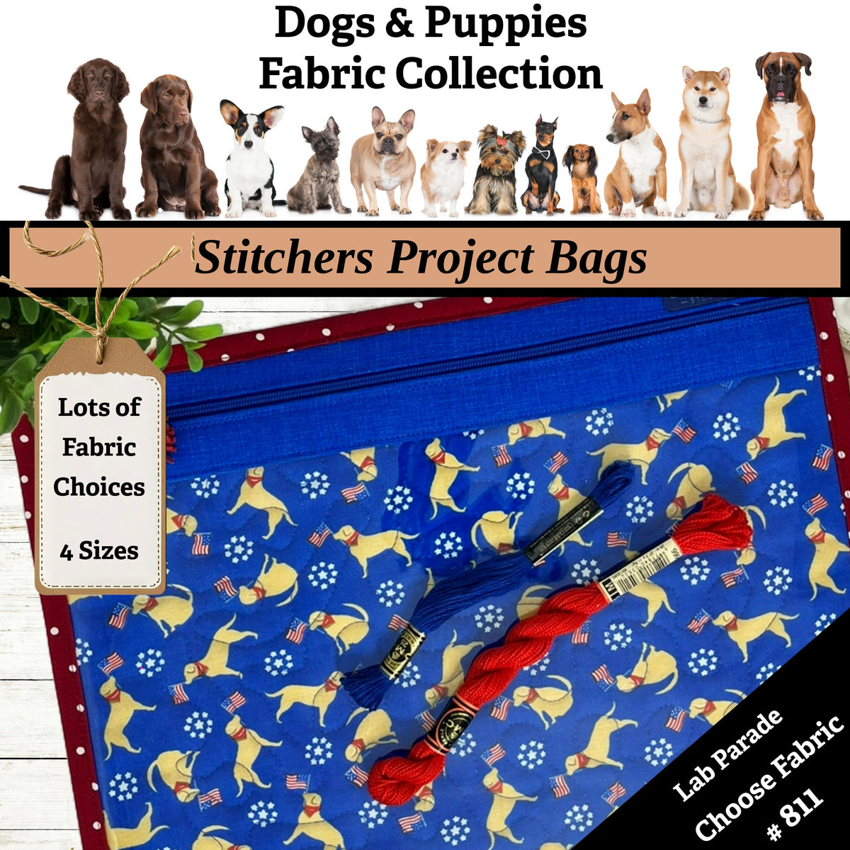 Cross Stitch Project Bag - Dog Collection