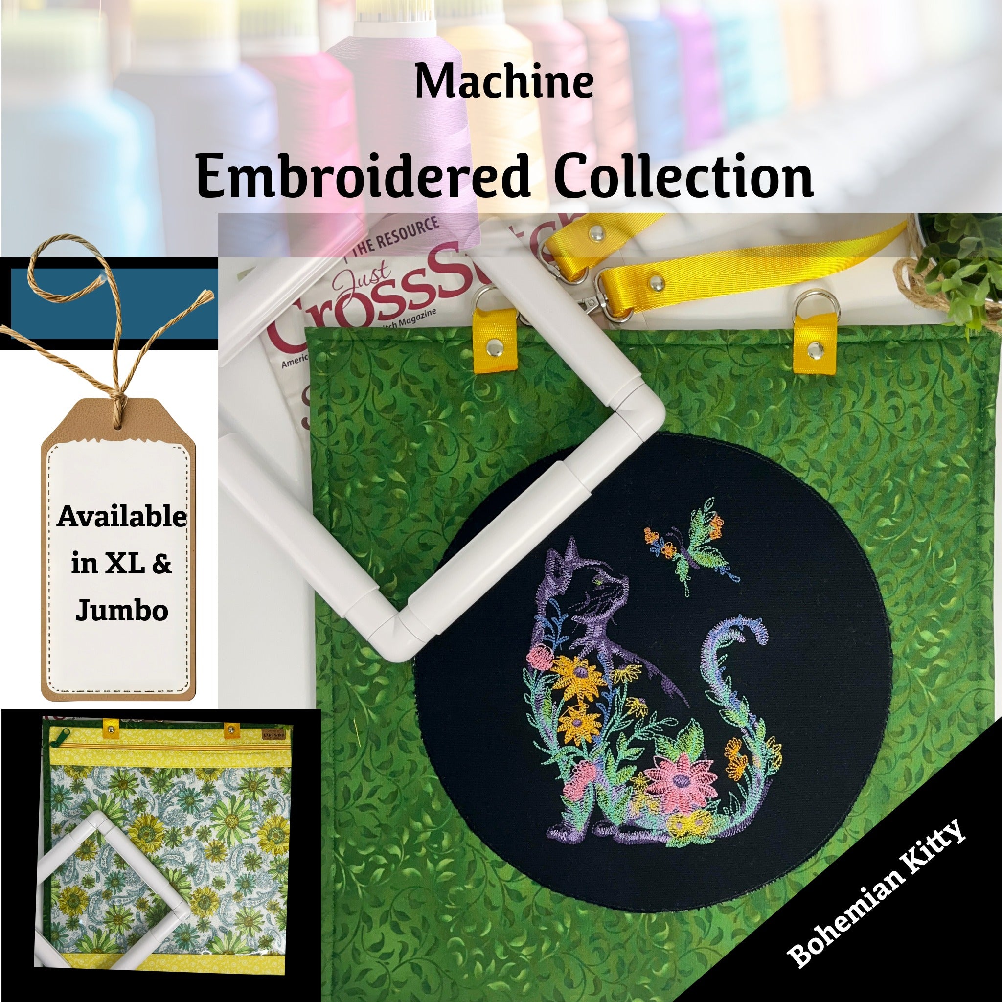 Cross Stitch Project Bag - Embroidered Collection