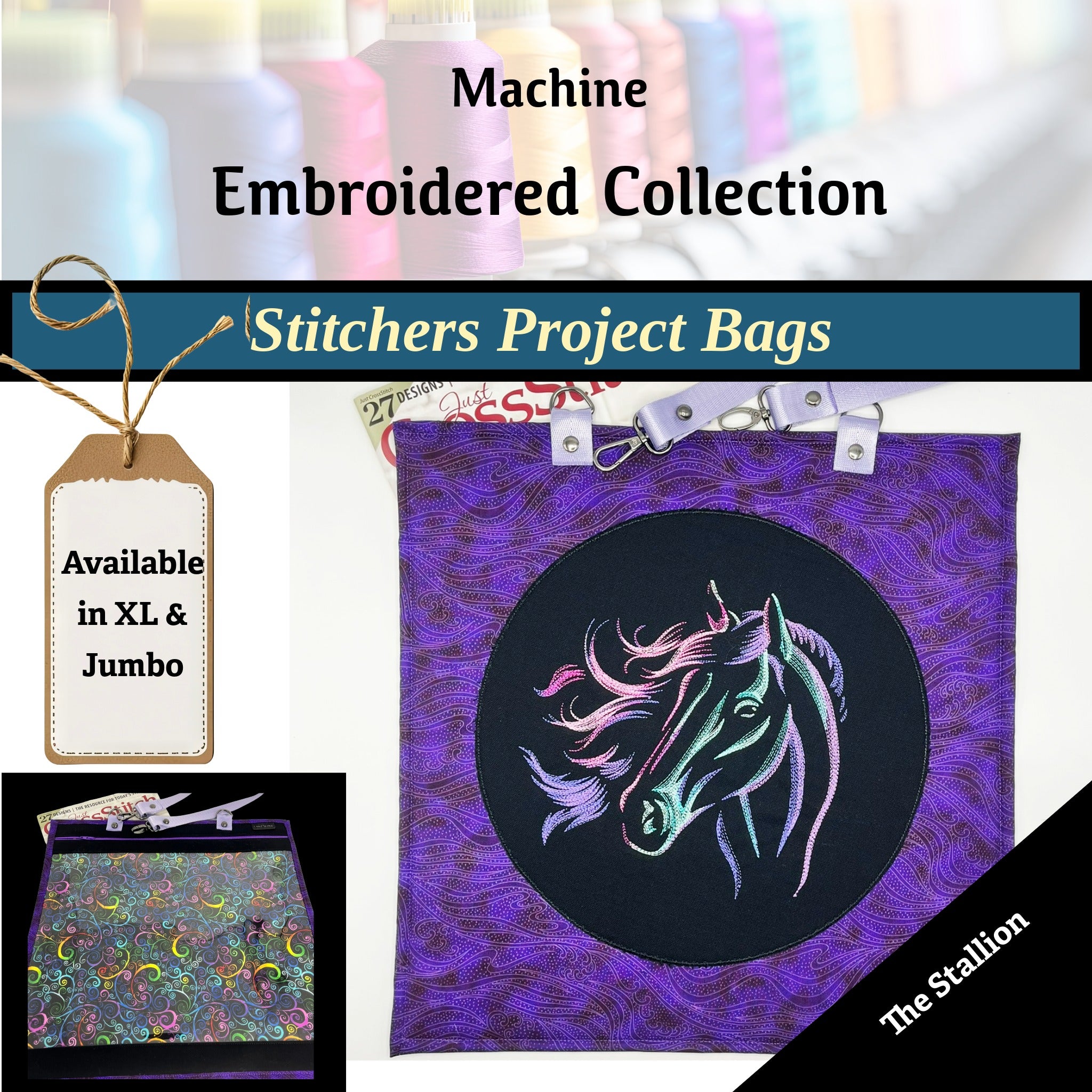 Cross Stitch Project Bag - Embroidered Collection