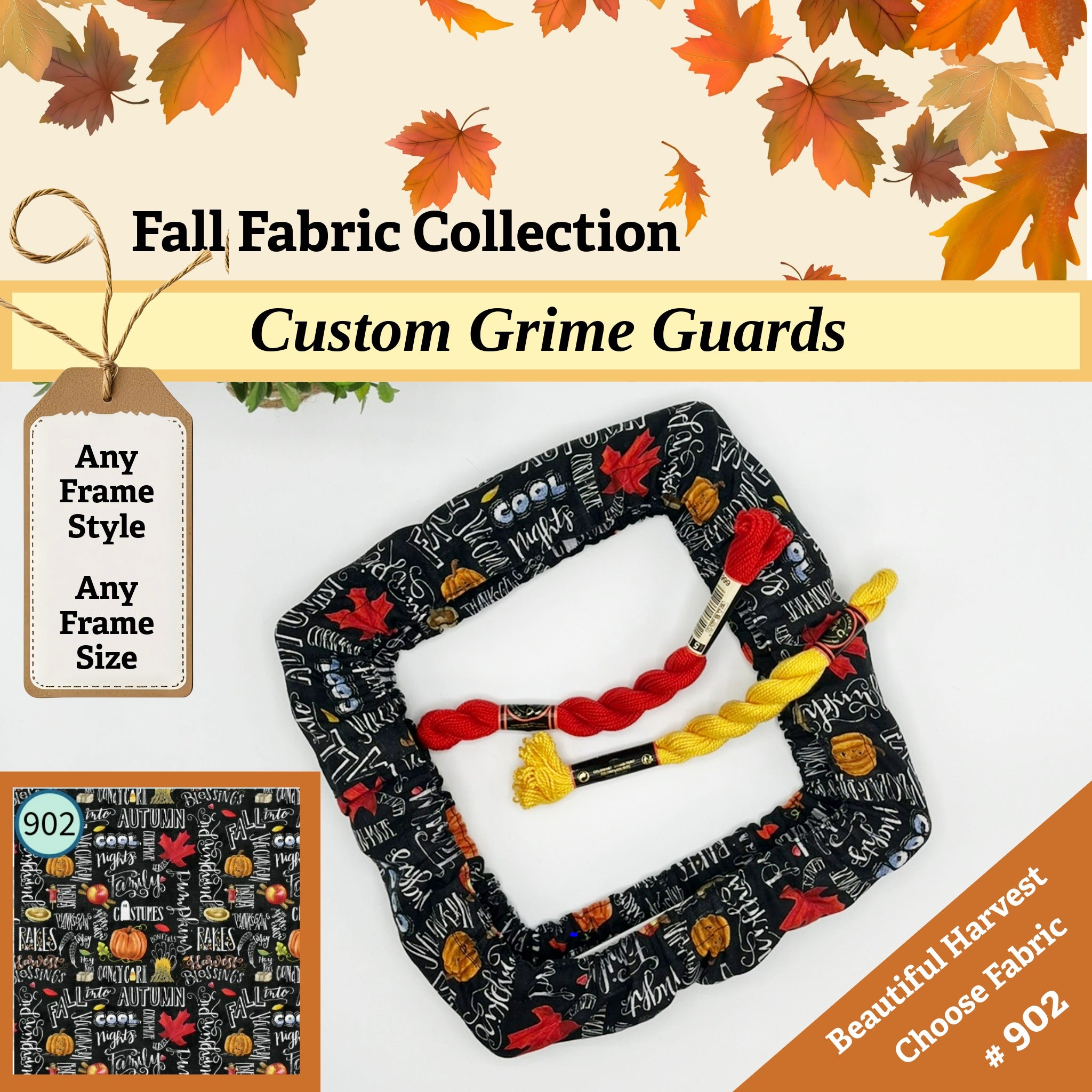 Grime Guards for Needlework Frames - Fall Fabrics