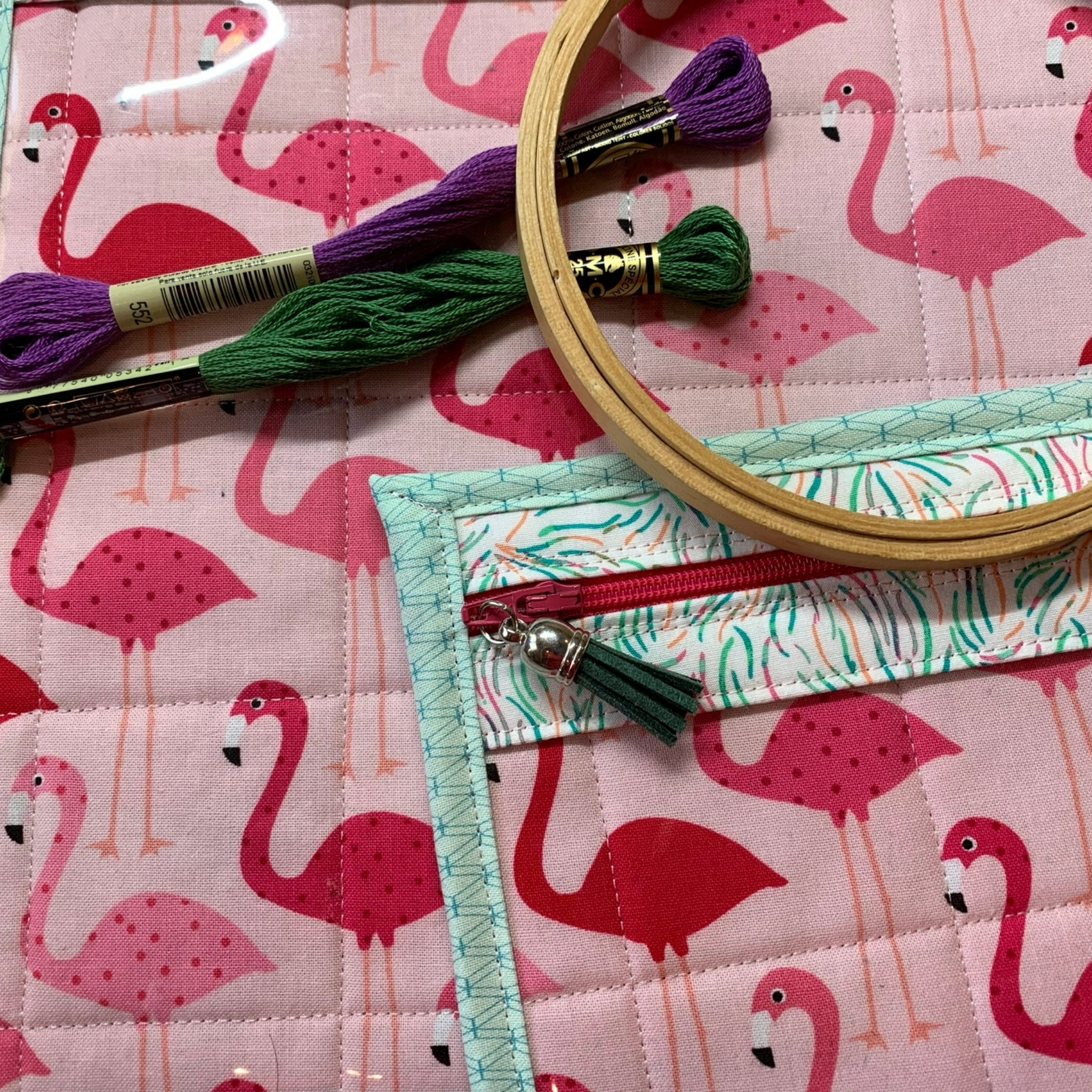 Cross Stitch Project Bag - Flamingo Collection