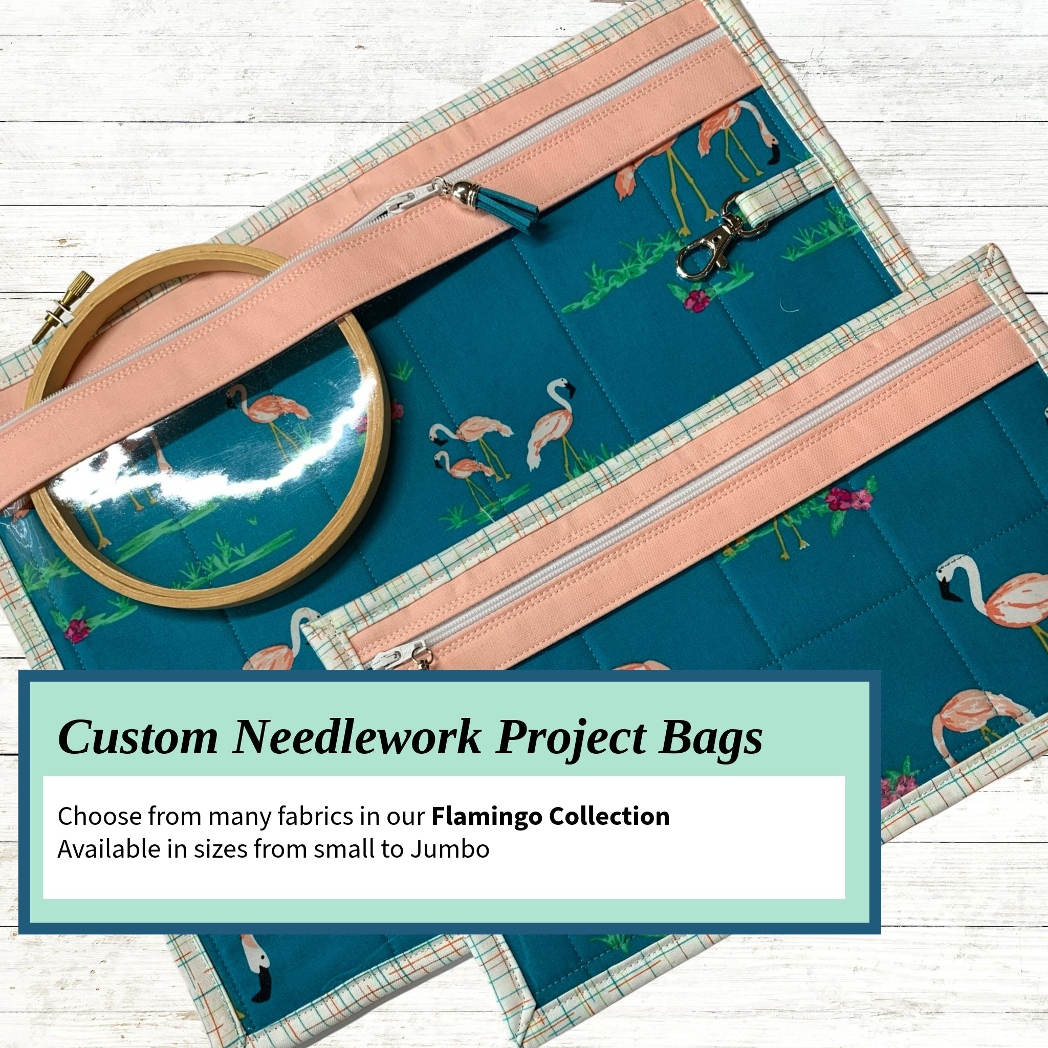 Cross Stitch Project Bag - Flamingo Collection