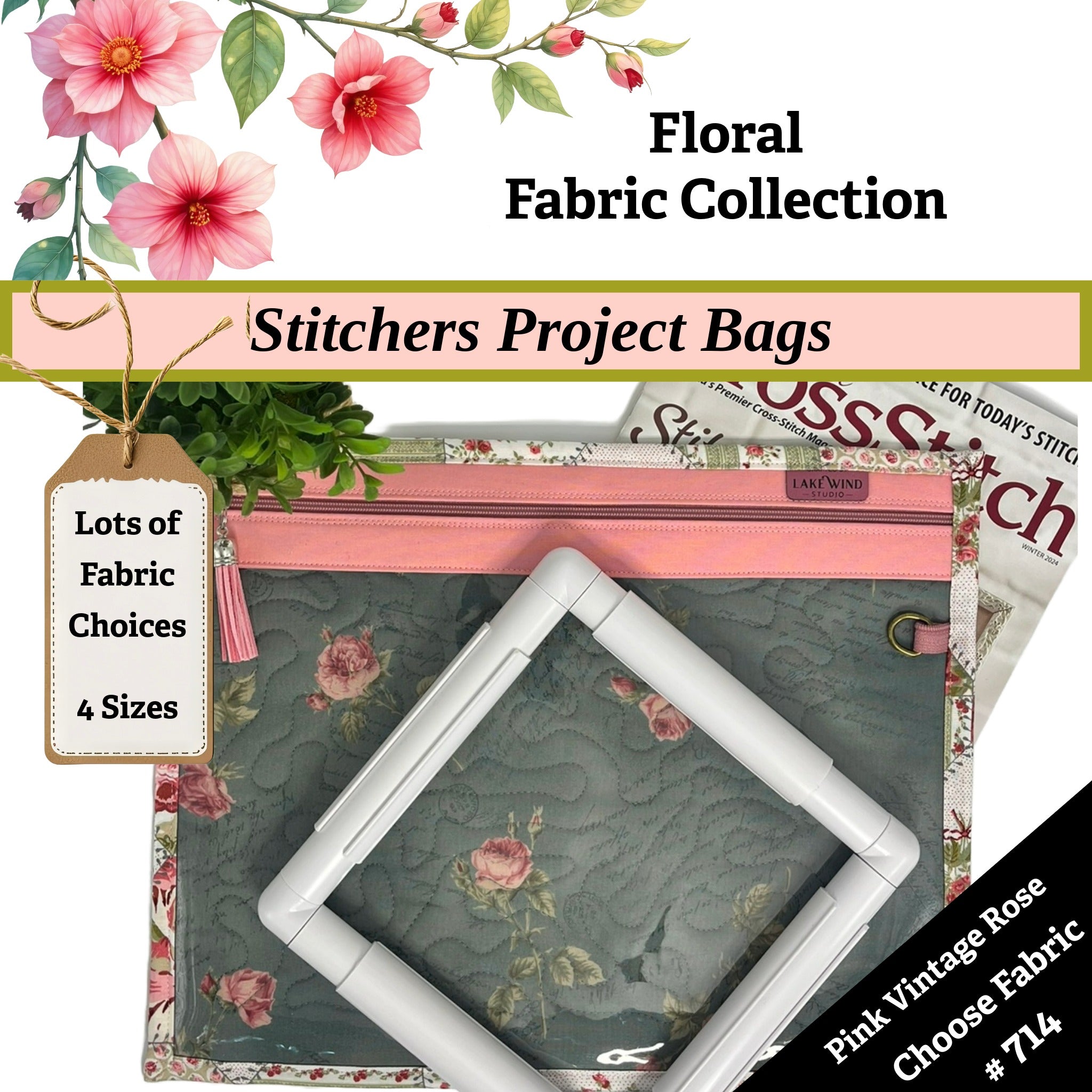 Cross Stitch Project Bag - Floral Collection