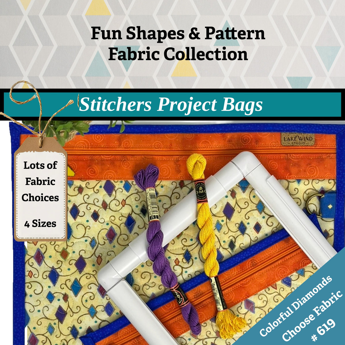 Cross Stitch Project Bag - Geometric Fabrics