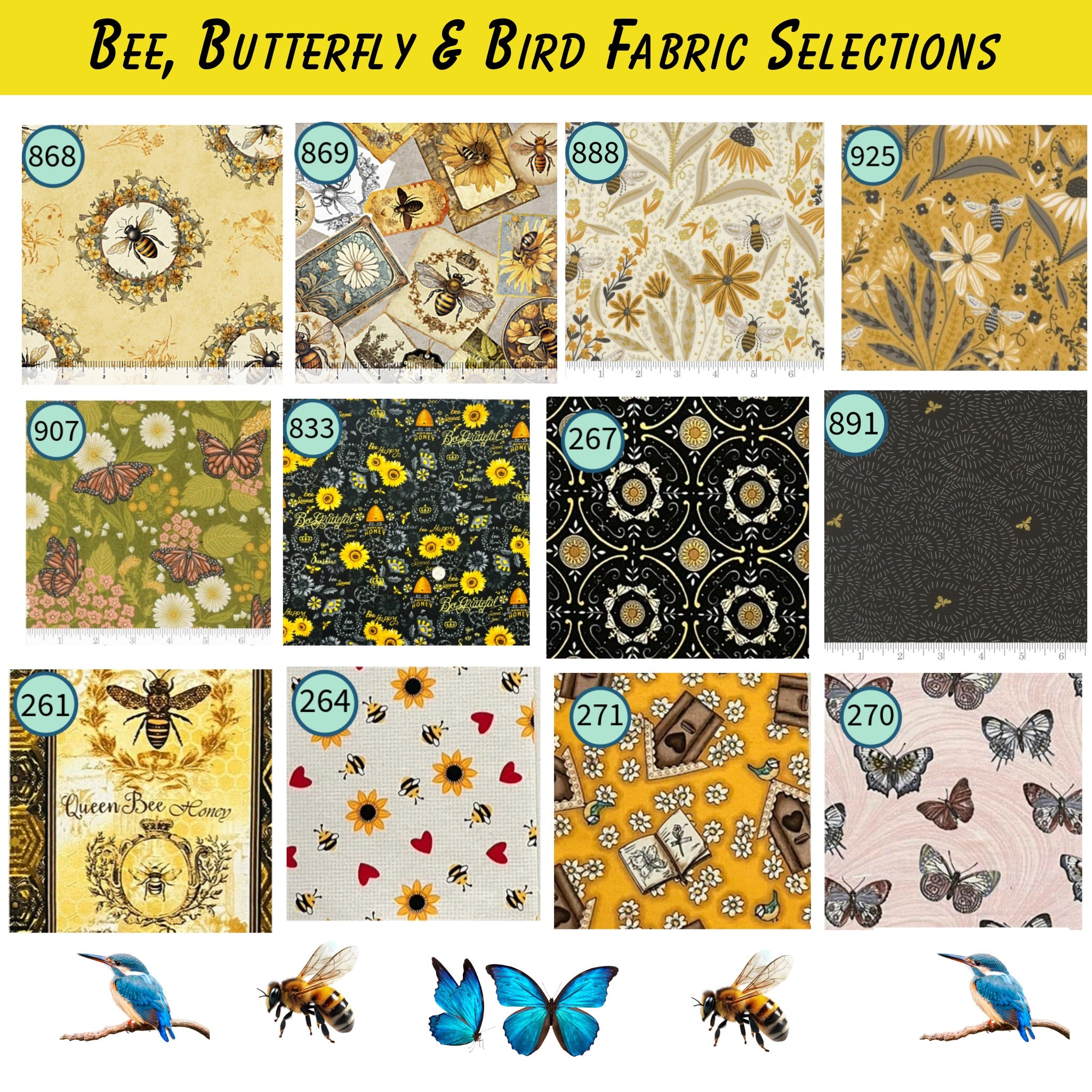 Cross Stitch Project Bag - Birds & Bees Collection