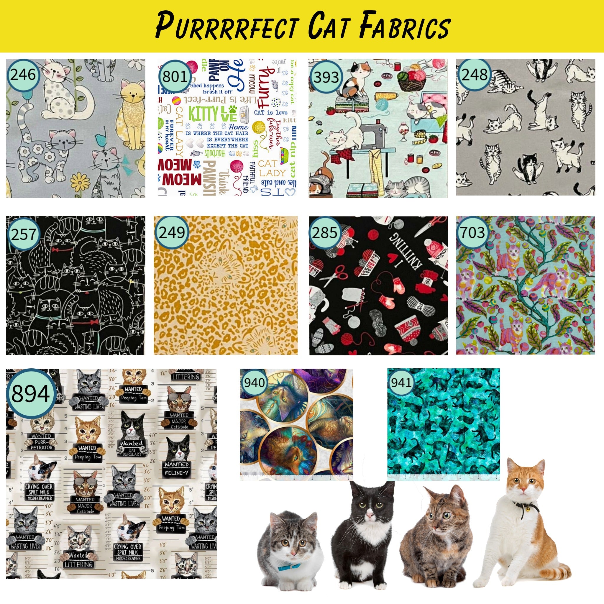 Cross Stitch Project Bag - Cat Collection