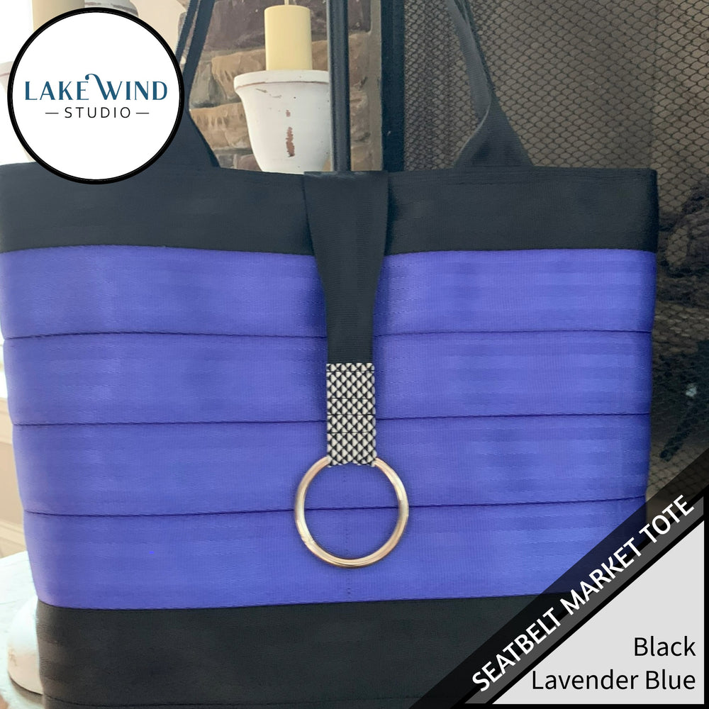Seatbelt tote bag - black and lavender
