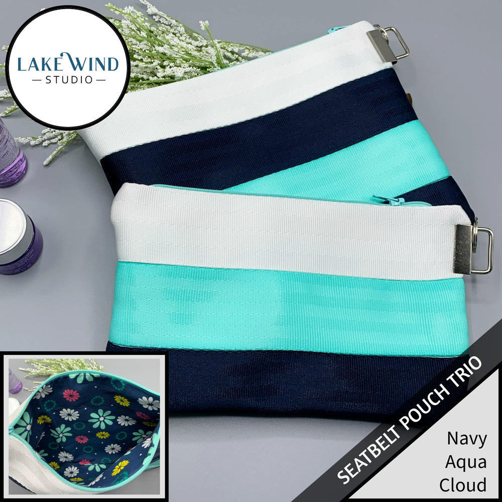 Seatbelt pouch bags - navy, teal, cloud