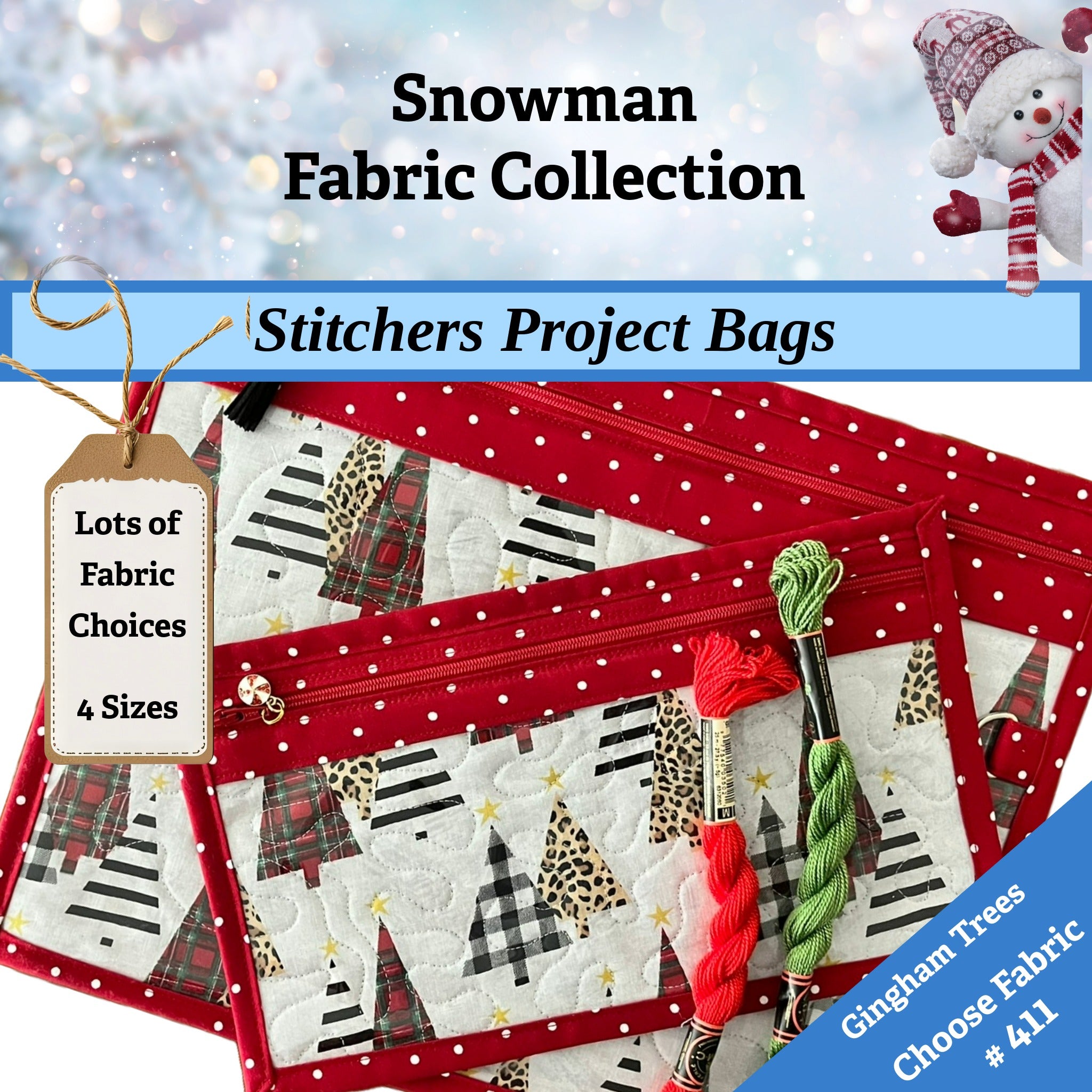 Cross Stitch Project Bag - Snowman Collection