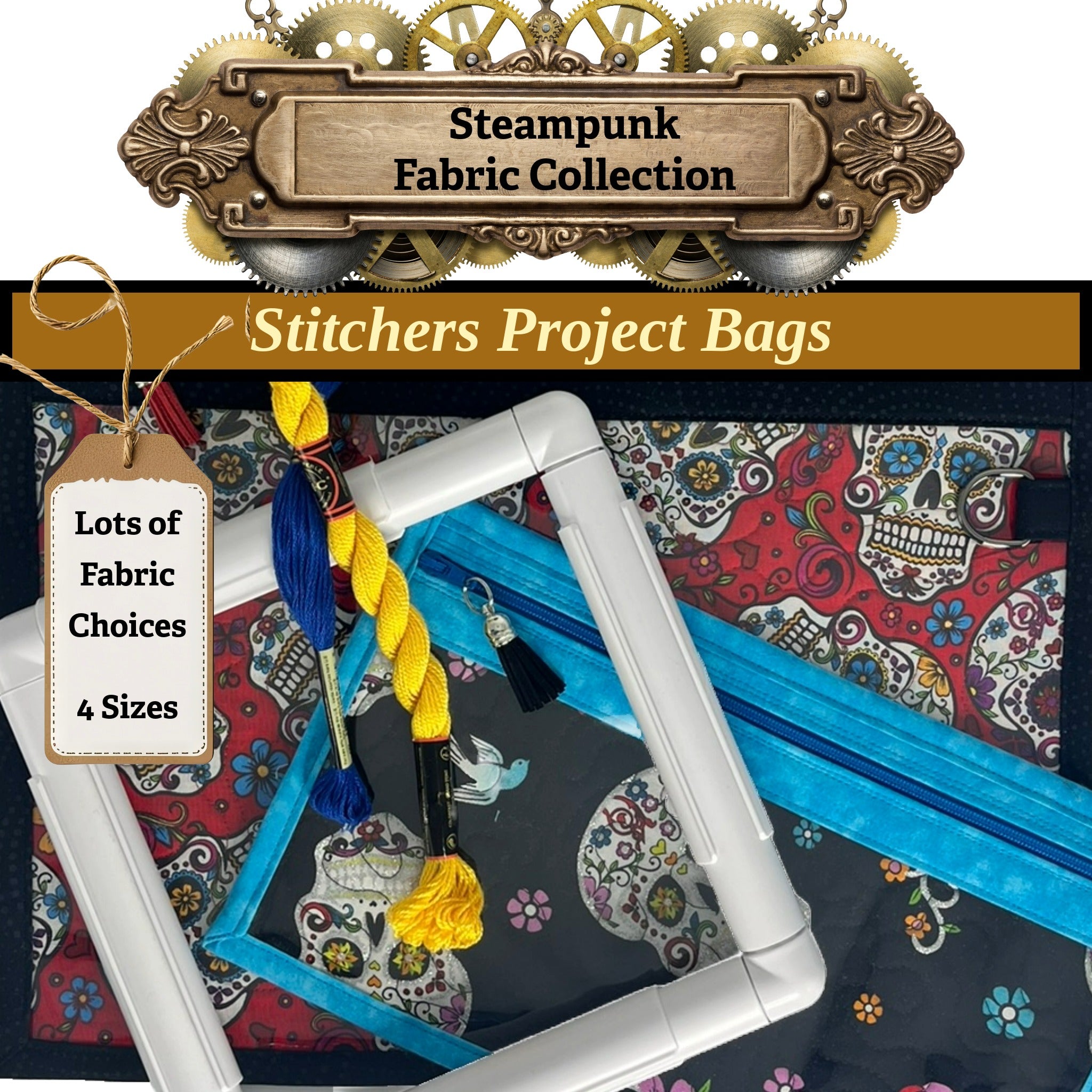 Cross Stitch Project Bag - Steampunk Collection