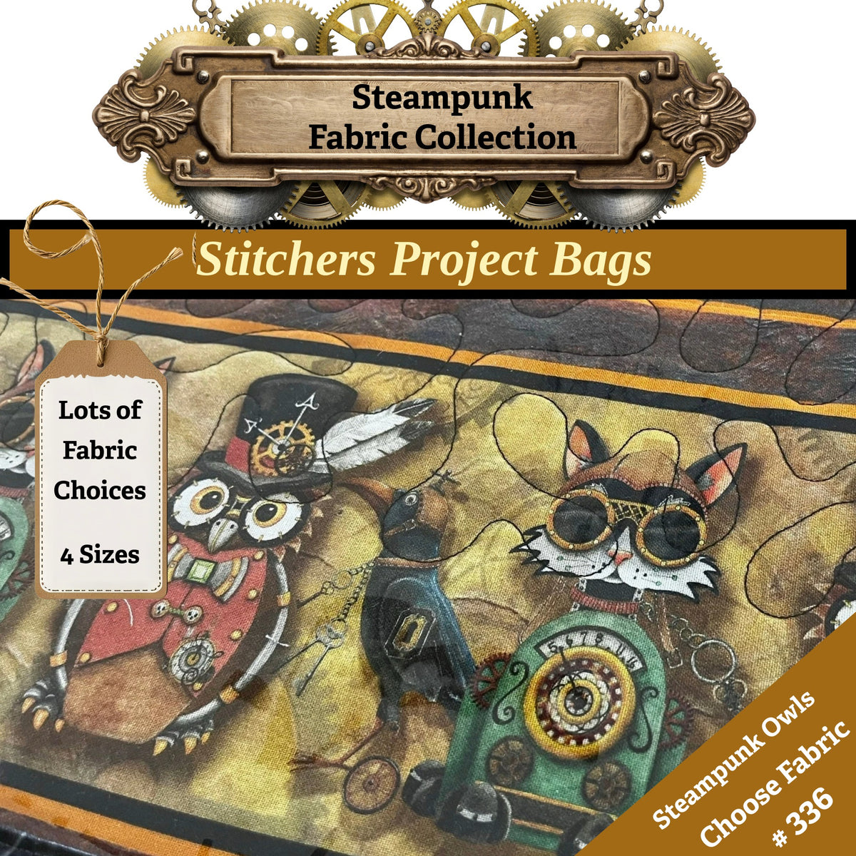 Cross Stitch Project Bag - Steampunk Collection