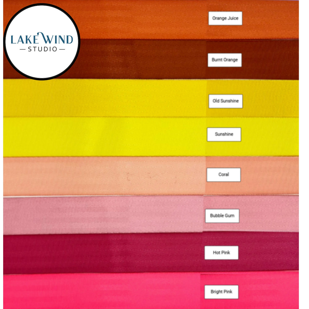Color swatch of 2 inch seatbelt webbing - Shade of yellow, pink and orange
