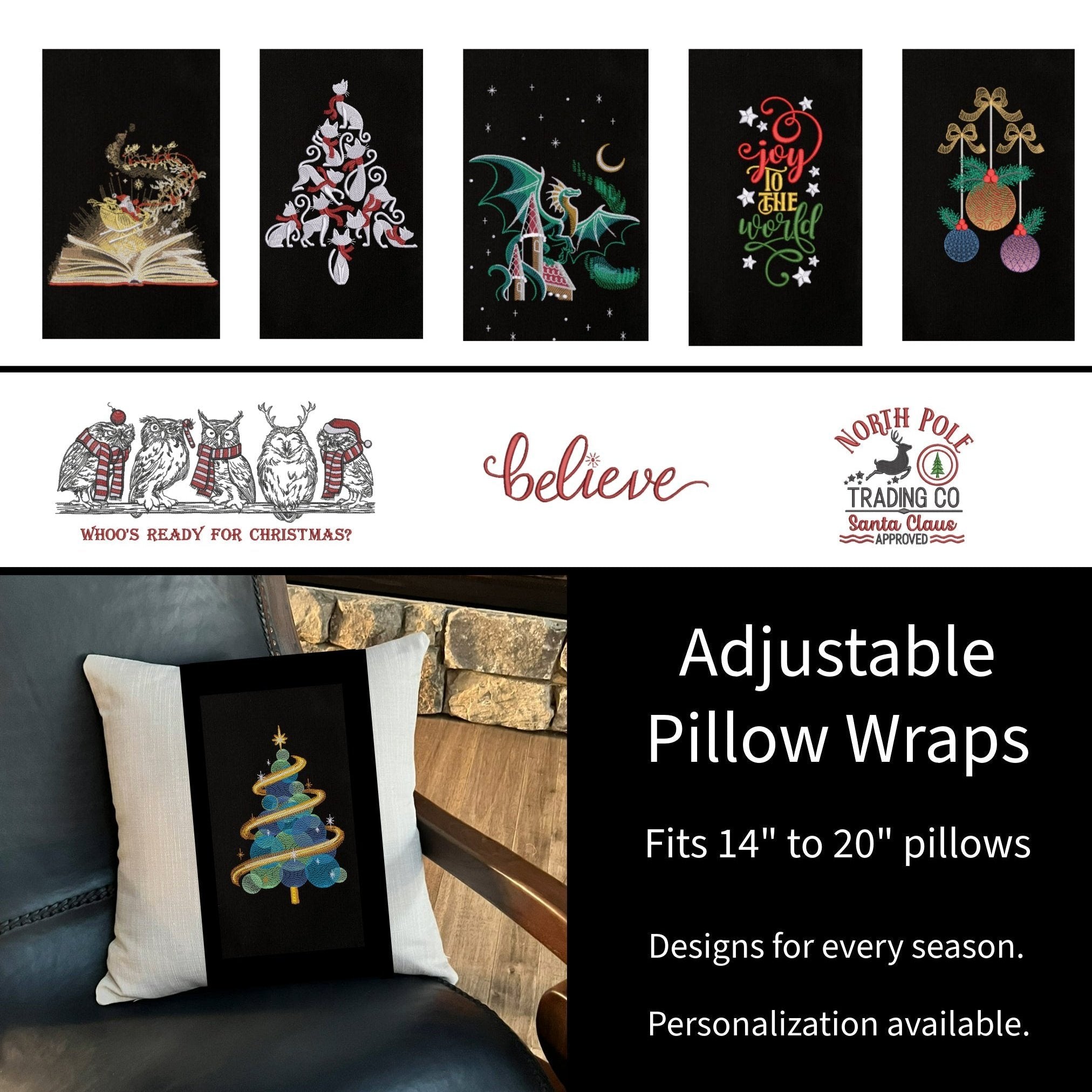 Christmas Pillow Wrap - Candy Cane Lane - Lake Wind Studio